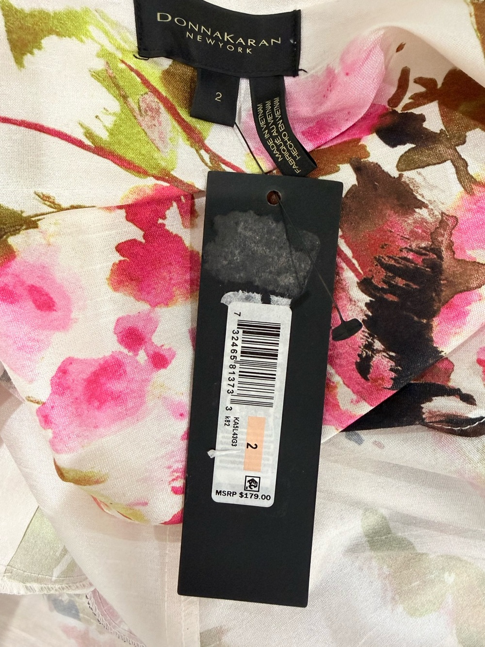 Donna Karan New York Floral Tiered Dupioni Wrap Dress Size 2 Ivory Pink NWT $179 - Picture 14 of 16